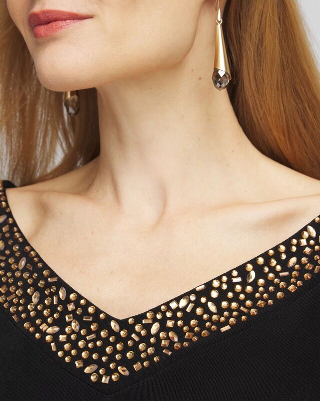 Travelers Rhinestone V-neck Top - image 4